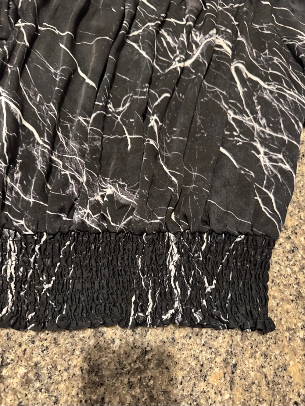 Michael Kors Black Marble-Print Off-Shoulder Blouse